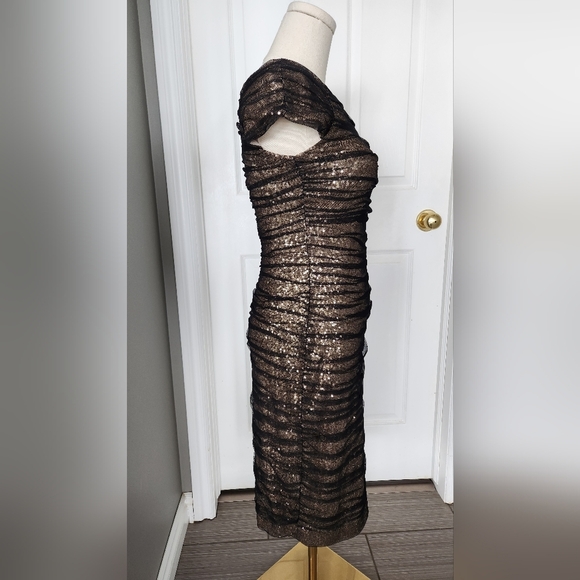 NWT Ralph Lauren Evening Gold Black Sequin Dress - Size 4 - Picture 9 of 13